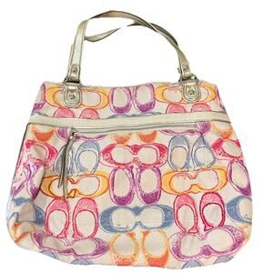Coach Poppy Dream C Tote Multicolor with Gold Metallic Leather Trim Y2K